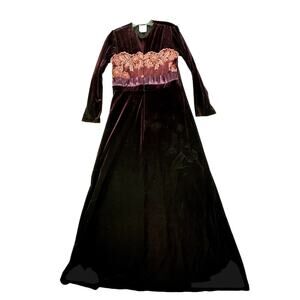 Vintage‎ Raza Velvet Long Maxi Dress Women’s Medium Dark Witchy Fairy Goth